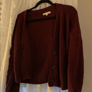 LA Hearts long sleeve cropped cardigan (maroon)